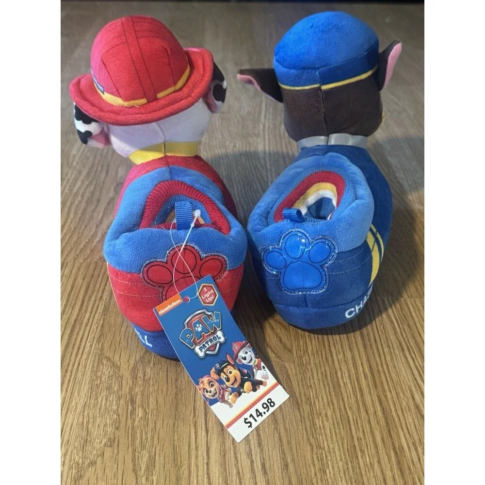 Nickelodeon Paw Patrol Boys Slippers Light Up Unused Chase Marshall 9/10